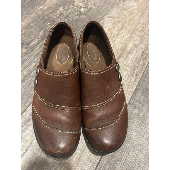 Clarks Shoes - Clarks Bendables Brown Leather Slip On Loafers Shoes Womens 8M 62922